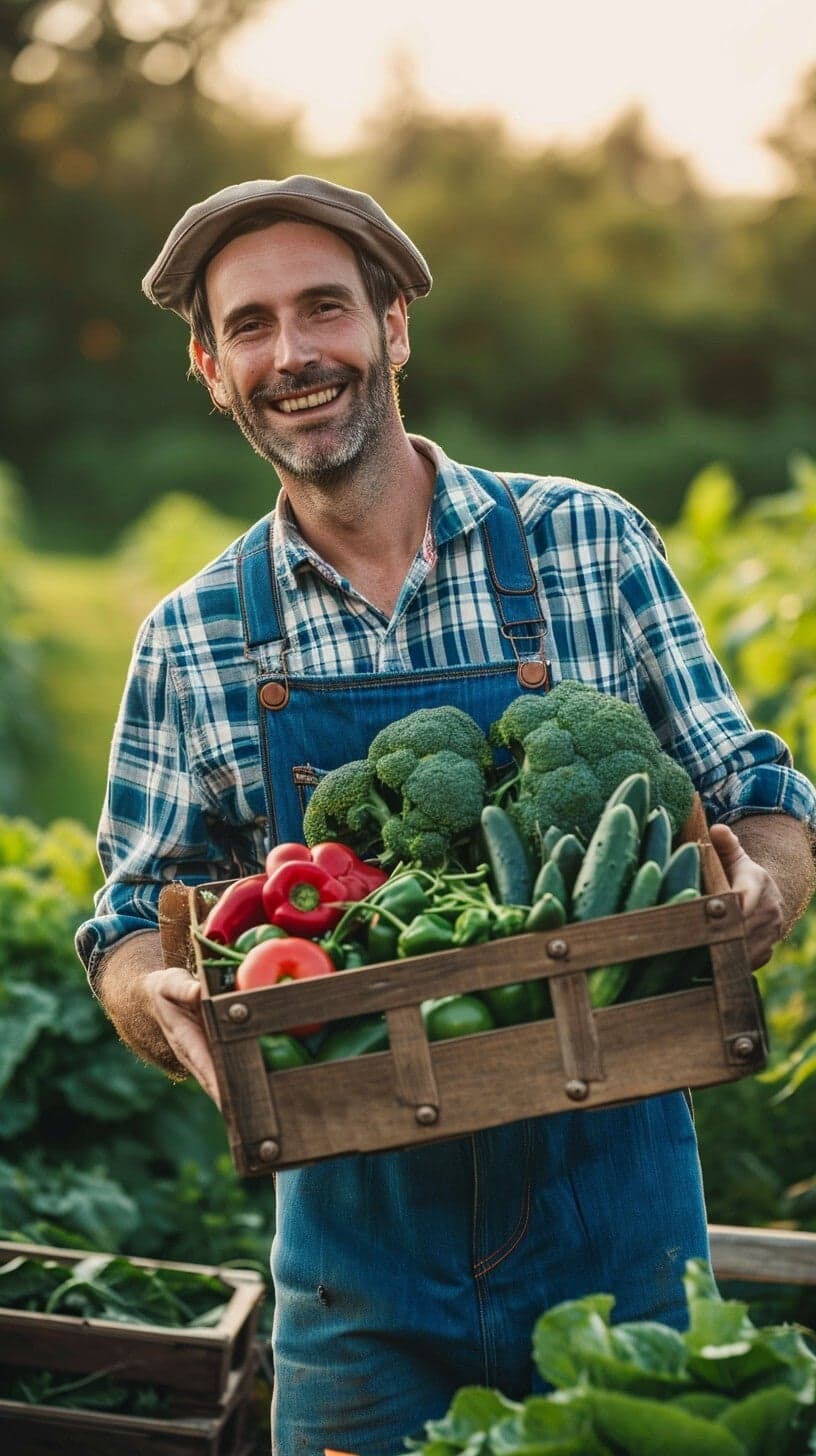 Zero Seeds - Happy Farmer with Fresh Harvest